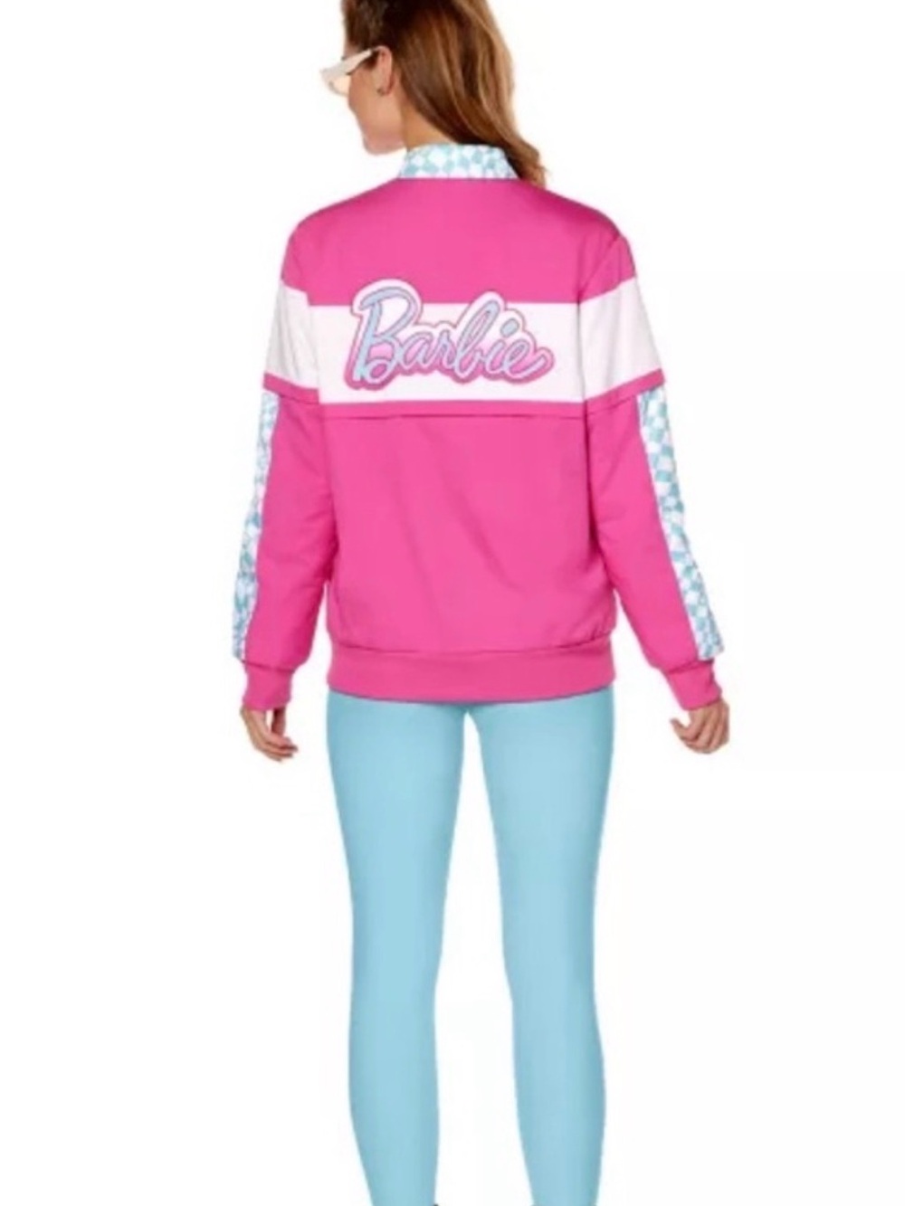 Spirit Halloween Barbie Hot Pink & White Retro Jacket with Blue Accents